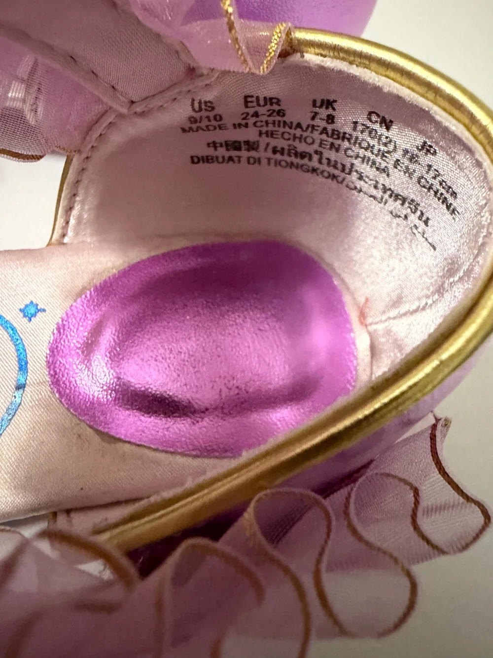 Girls Pink Purple Jeweled Rapunzel Dress Up Sandals Girls 9/10 Disney - Picture 6 of 7